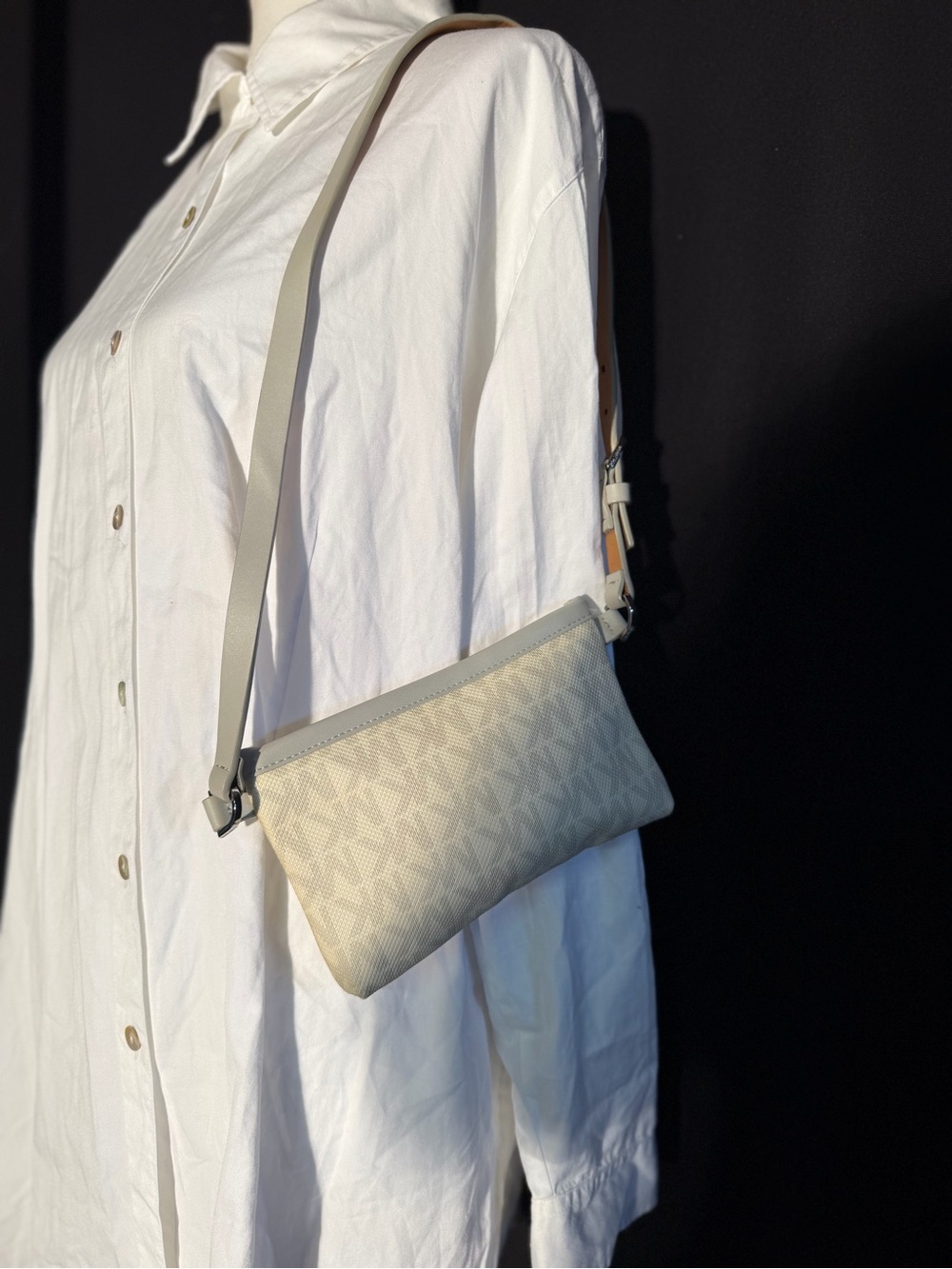 MK Leather Crossbody Bag in Light Beige